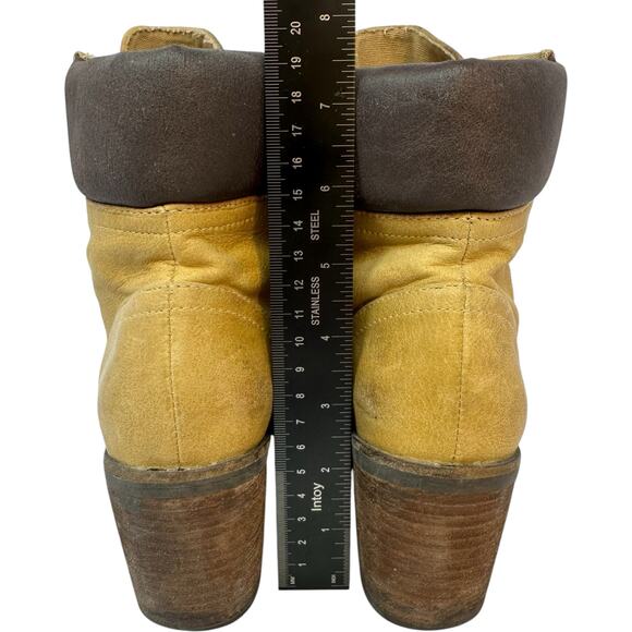 Shoe Cult Nasty Gal Lace Up Boots SZ  6 Tan Granny Western Logger Packer Grunge - Picture 6 of 12